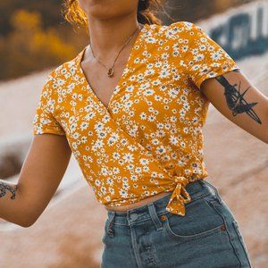 Floral Wrap Crop Top